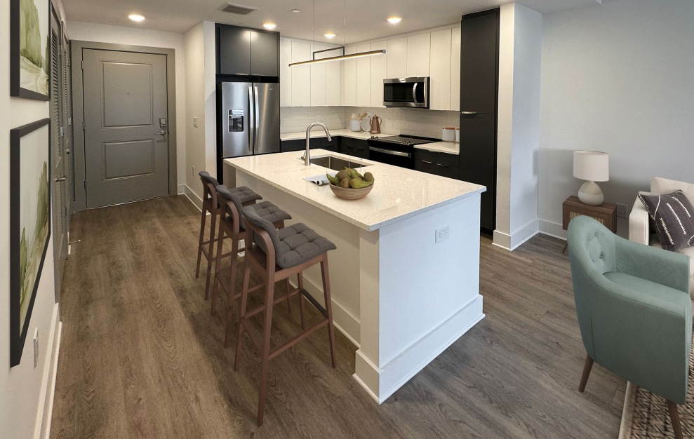 A2 - 1 bedroom floorplan layout with 1 bath and 760 square feet. (Kitchen)